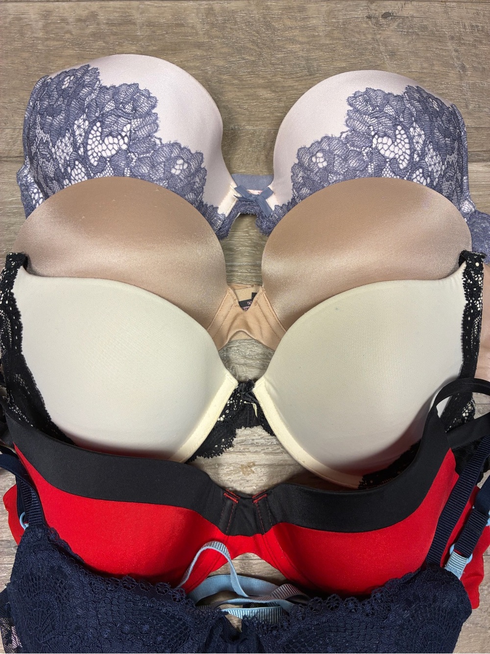 Victoria Secret Bundle 5 Bras Lined Demi Strapless Push Up Lace Satin - Picture 13 of 13
